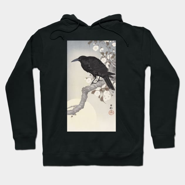 Crow and Full Moon by Ohara Koson Hoodie by topower